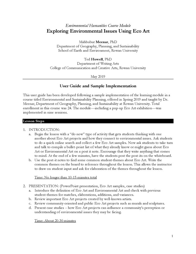 Exploring Environmental Issues Using Eco Art - Page 1